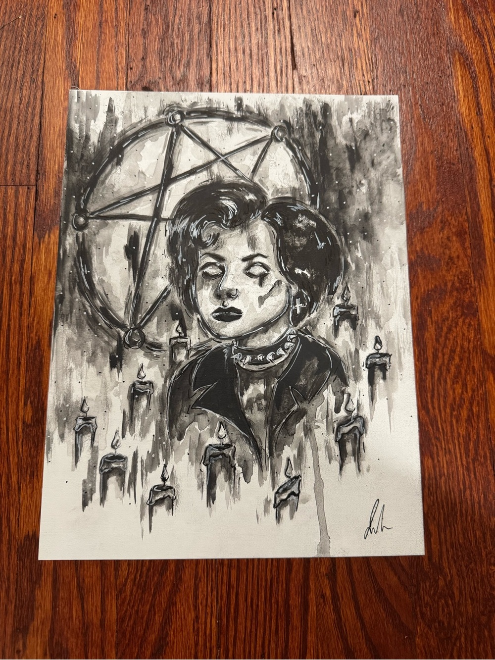 The Craft Nancy Downs Horror Goth Portrait Art Print - Black & White